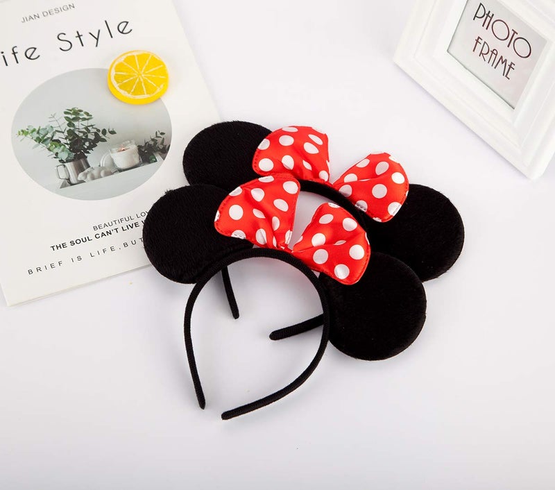 FANYITY Mouse Ears, 2 Pcs Mice Ear Costume Headbands Hair Band for Christmas Party (Red Dot) - Image 3
